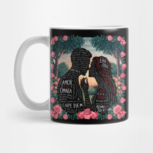 Whispers of Romance: Silhouette Art with Rose Garden Quotes Mug